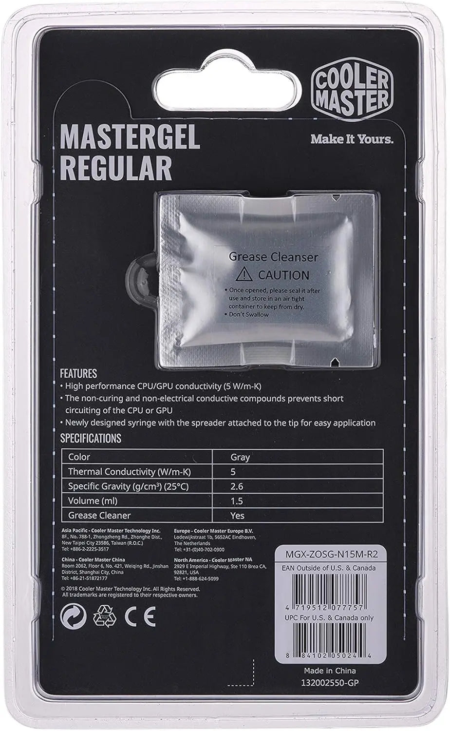 Composants informatiques Cooler Master New MasterGel Regular, Pâte Thermique Haute Performance, Composé à Conductivité Thermique Cooler Master