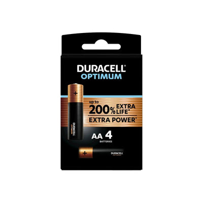 DURACELL Piles alcalines AA Optimum, 1,5 V LR06 MX1500, lot de 4 piles - TECIN HOLDING