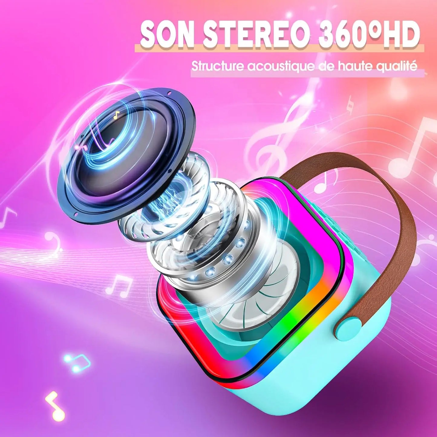 Jouets & Jeux Dislocati â Micro KaraokĂ© Enfant Bluetooth | LED | Haut-parleur IntĂ©grĂ© | Cadeau 3-12 Ans Dislocati