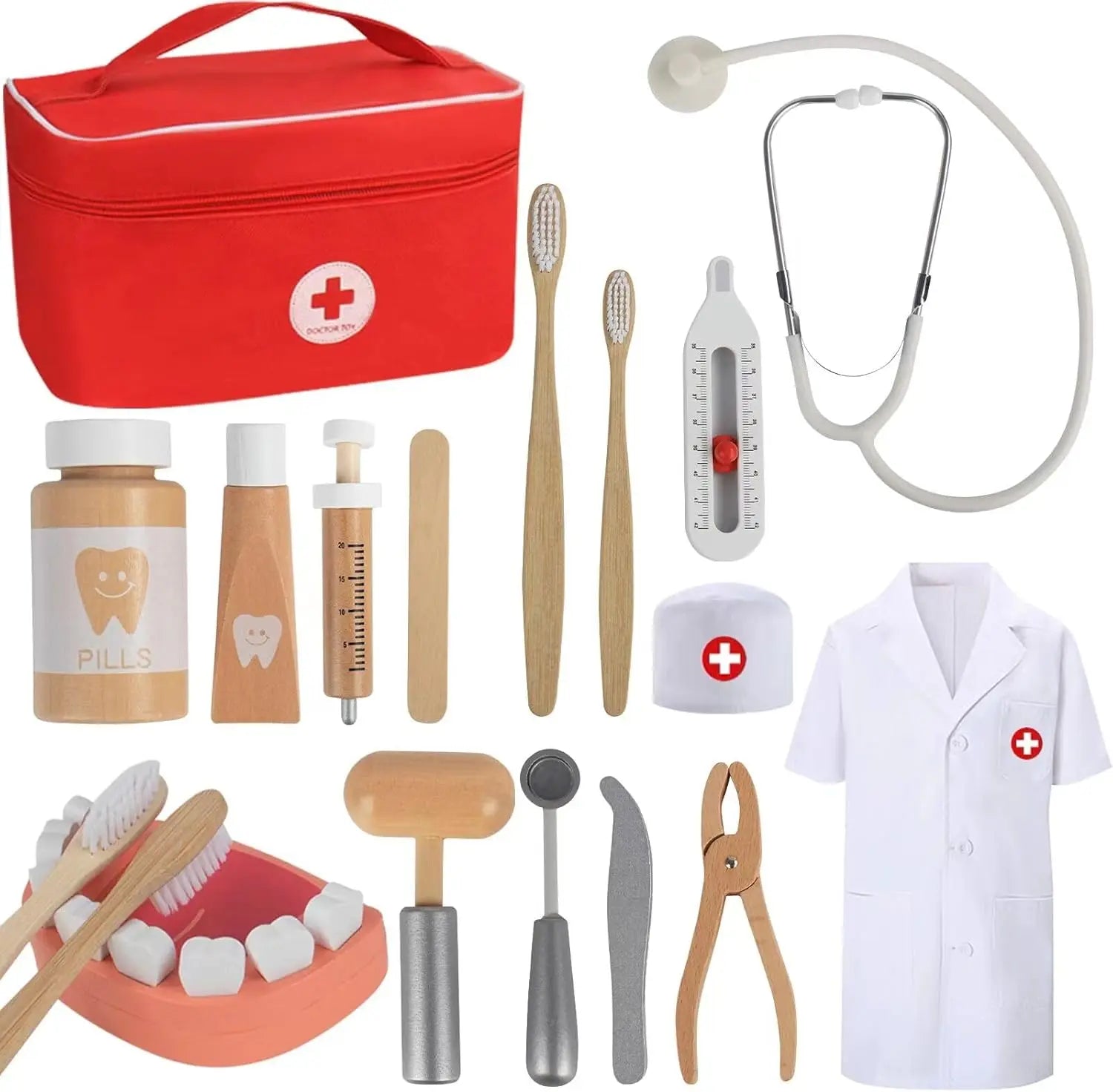 Mallette de docteur pour enfants avec 43 pièces et stéthoscope, jouet éducatif dès 3 ans Mallette de docteur pour enfants avec 43 pièces et stéthoscope, jouet éducatif dès 3 ans