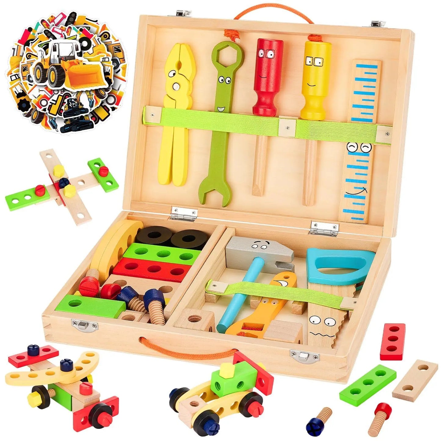 boite à outils Withosent Caisse à outils enfant 34 pièces Jouets en bois Boite A outil Enfan... Filles Multicolore Extra Enfants Autres Withosent