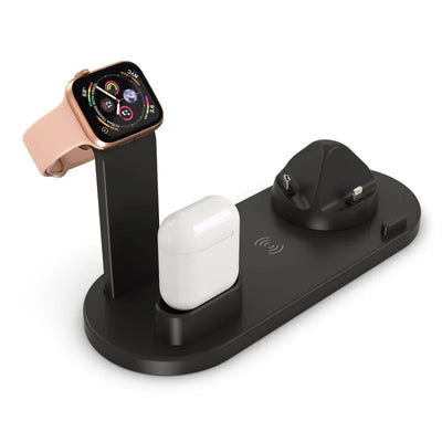 BASE DE CHARGEMENT 4 EN 1 AVEC CONNEXION MICRO USB ET USB-C LIGHTNING. tekkiwear