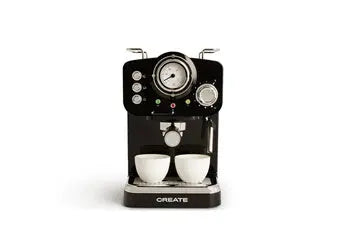 Cafetière expresso THERA retro IKOHS Vintage Noir 1100W 15bar 2 sorties buse vapeur Capuccino CREATE