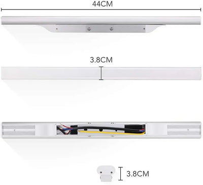 Lampe Miroir Salle de Bain,44cm 12W Applique Salle de Bain éclairage Salle de Bain pour Miroirs, 6000K Blanc 1200LM,design de mode OOWOLF