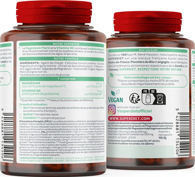 Superdiet Magnésium d'Origine Marine + Vitamine B6 90 Comprimés 3428881134206 Finish
