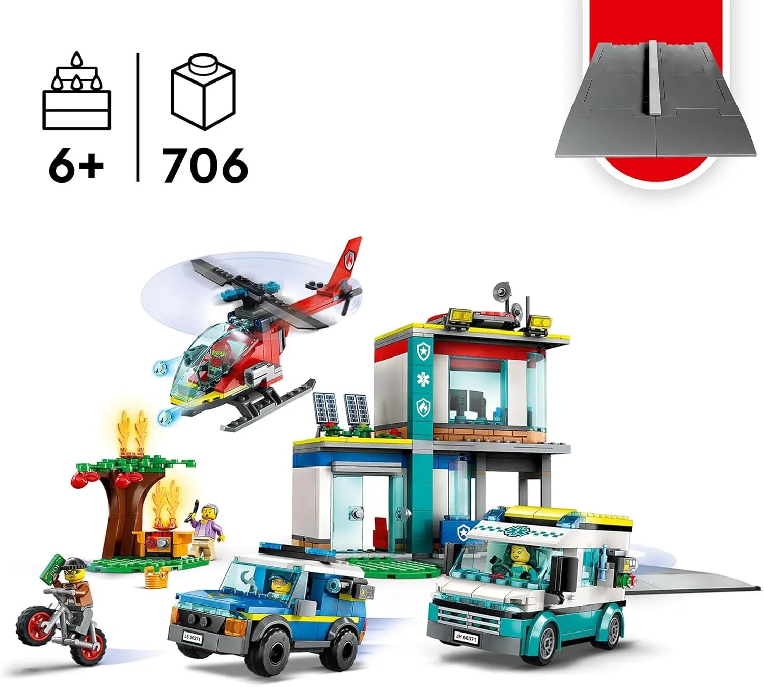 jouet pour enfant 60371 Lego City Le QG des véhicules d’urgence carrera