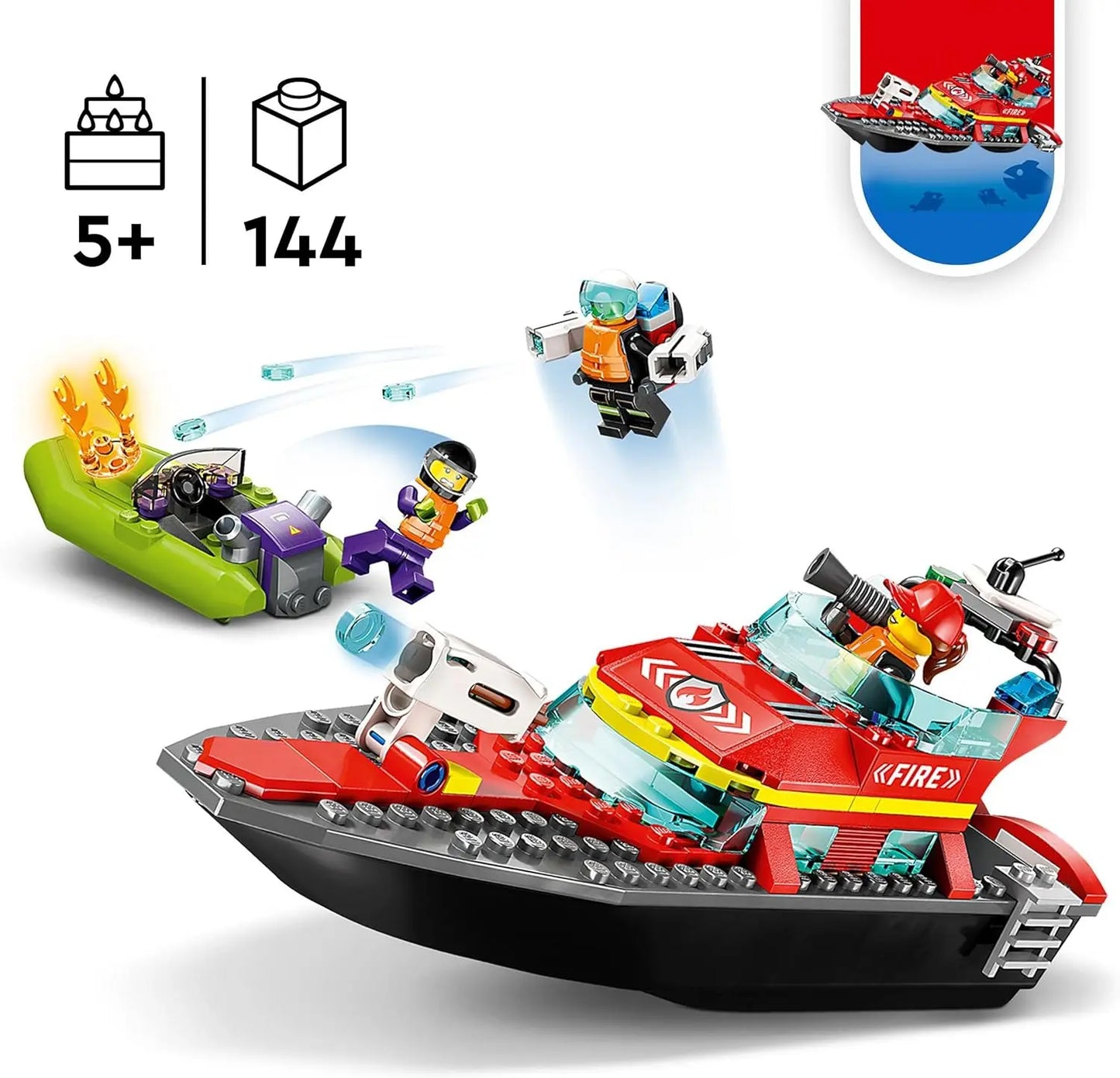 jouet pour enfant 60373 Lego City Le Bateau de sauvetage des pompiers lego