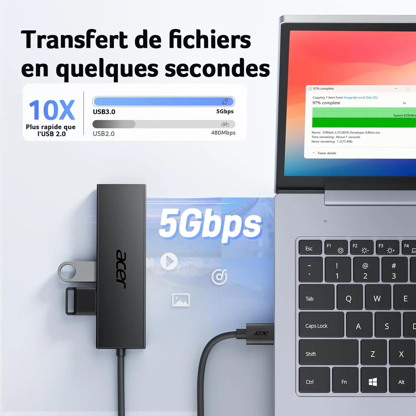 Accessoires informatiques Adaptateur Multiport USB-C Acer - Compatible MacBook, Surface, Disque Dur Acer