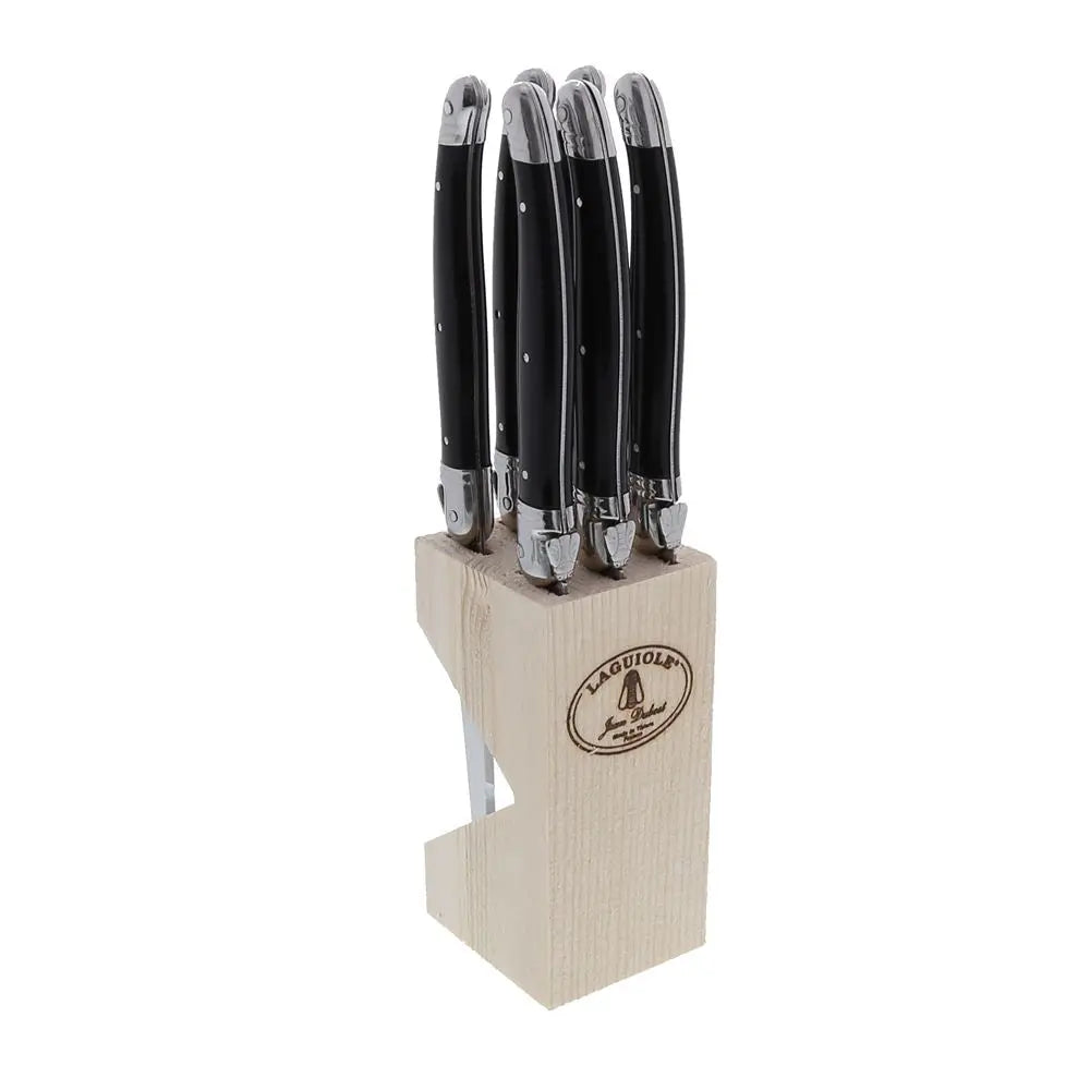 cuisine art de la table Bloc de 6 couteaux à steak Laguiole Jean Dubost Noir carrefour