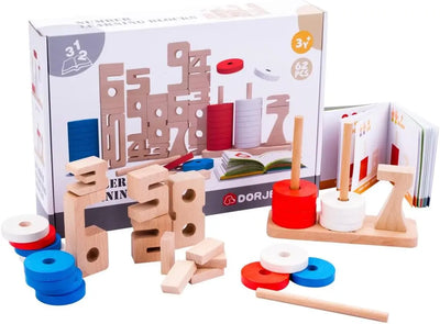 Jeu de construction Bâton / Bloc de Construction Magnétique Montessori | Jouet Éducatif | Royaume Montessori, 32 pièces Dorjee