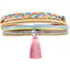 Bracelet Bracelet TRENZADO COLOR SILVER Argent et Multicolore Rhodium et Cuir véritable Cristal et Pompon TECIN HOLDING