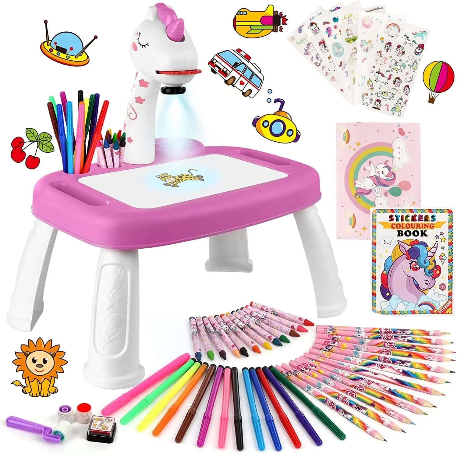 jouet pour enfant Cadeau Fille Projecteur Dessin Enfant avec 72 Motifs Jouet Fille Jeux Enfant 3 4 5 6 ans Licorne Jouet Cadeau avec Crayons de Couleur, Album de king jouet