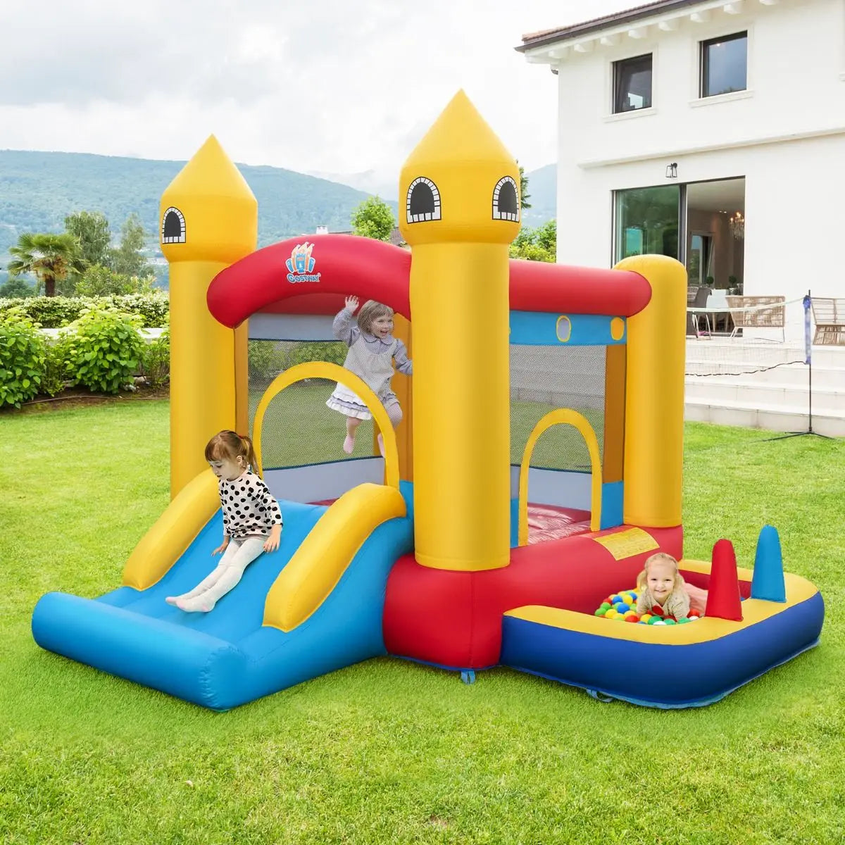 Jeux et Jouets Château Gonflable 6 en 1 avec Souffleur 480W - Maison de Saut pour Enfants Costway