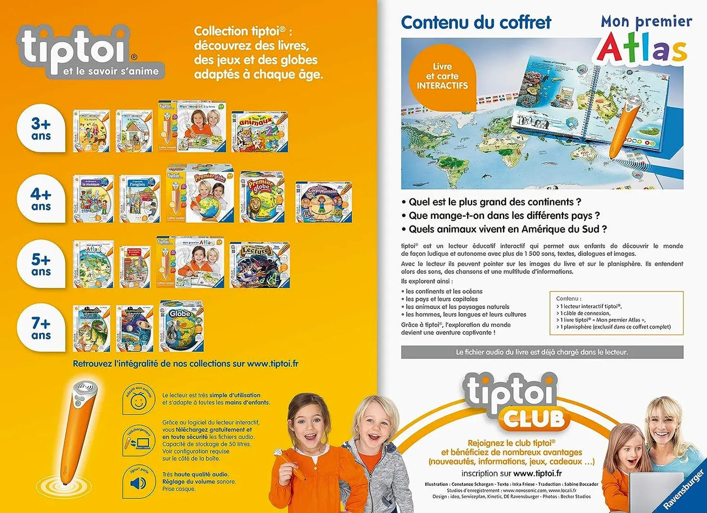 jouet pour enfant Coffret complet Lecteur interactif + Livre Atlas Ravensburger Tiptoi Ravensburger