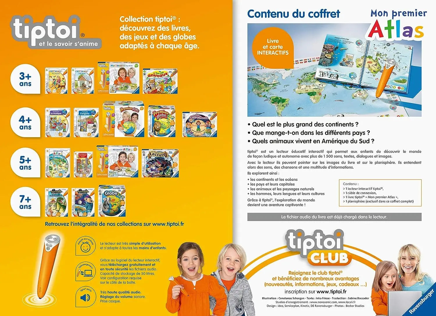 jouet pour enfant Coffret complet Lecteur interactif + Livre Atlas Ravensburger Tiptoi Ravensburger