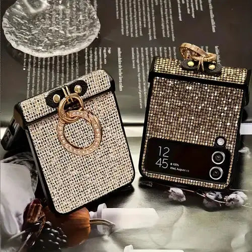 Coque téléphone Coque Luxe Strass & Anneau Doré – Samsung Galaxy Z Flip 7 TEKIN.STORE votre plateforme généraliste
