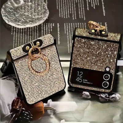 Coque téléphone Coque Luxe Strass & Anneau Doré – Samsung Galaxy Z Flip 7 TEKIN.STORE votre plateforme généraliste