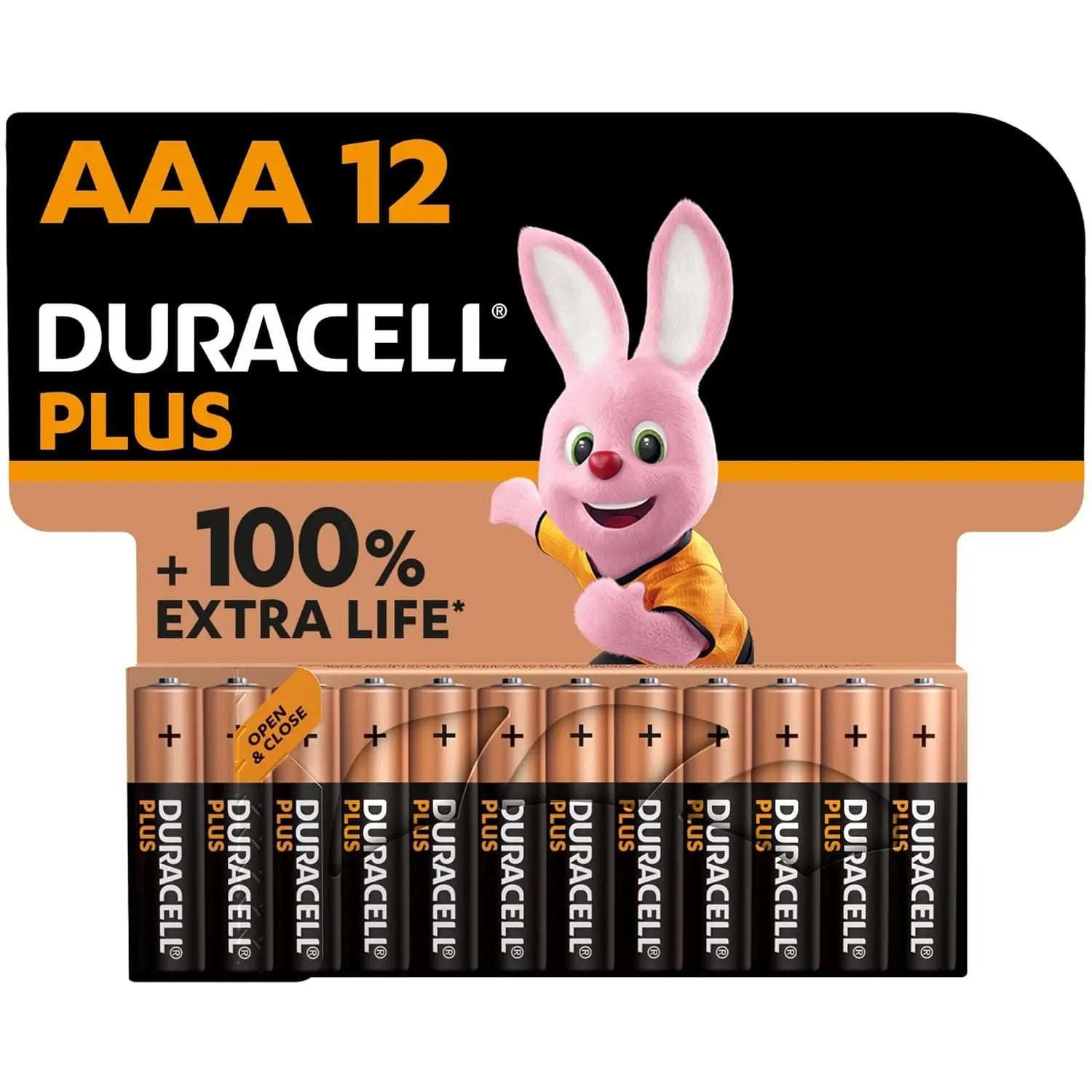 piles DURACELL Piles alcalines AAA Plus 100%, 1,5V LR03 MN2400, lot de 12 piles DURACELL