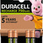 Piles & Batteries DURACELL Recharge AAA 750 mAh - Piles Rechargeables (Pack de 4) DURACELL
