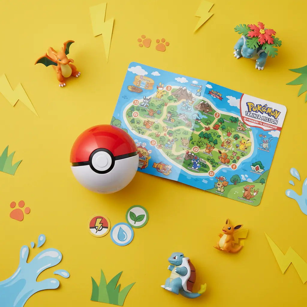 Flat lay Pokémon Trainer Mission