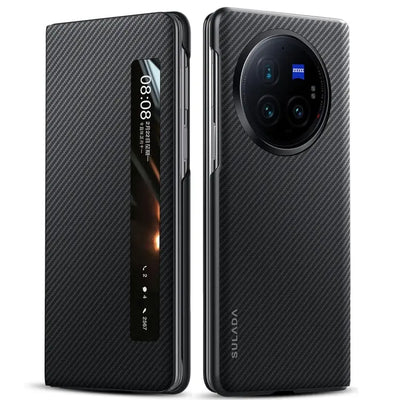 Étui de téléphone en cuir avec fenêtre intelligente SULADA Kevlar 600D Texture, For vivo X Fold3 Pro, For vivo X Fold3 TEKIN.STORE votre plateforme généraliste