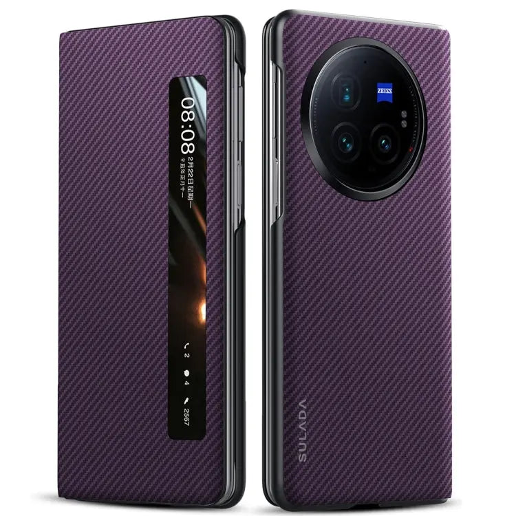Étui de téléphone en cuir avec fenêtre intelligente SULADA Kevlar 600D Texture, For vivo X Fold3 Pro, For vivo X Fold3 TEKIN.STORE votre plateforme généraliste