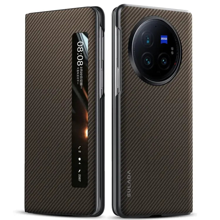 Étui de téléphone en cuir avec fenêtre intelligente SULADA Kevlar 600D Texture, For vivo X Fold3 Pro, For vivo X Fold3 TEKIN.STORE votre plateforme généraliste