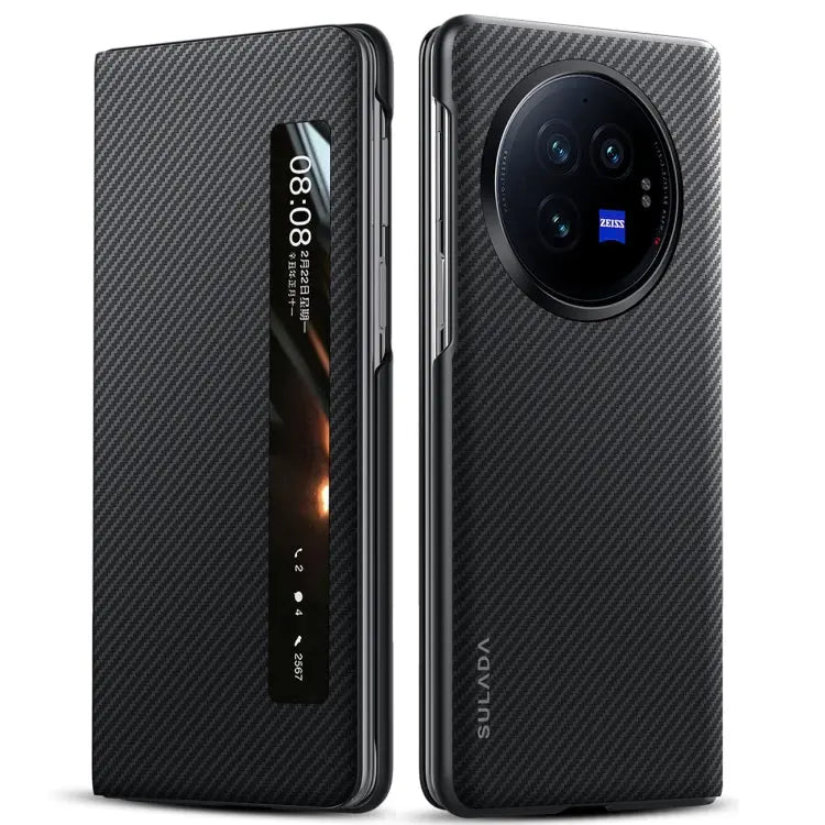 Étui de téléphone en cuir avec fenêtre intelligente SULADA Kevlar 600D Texture, For vivo X Fold3 Pro, For vivo X Fold3 TEKIN.STORE votre plateforme généraliste