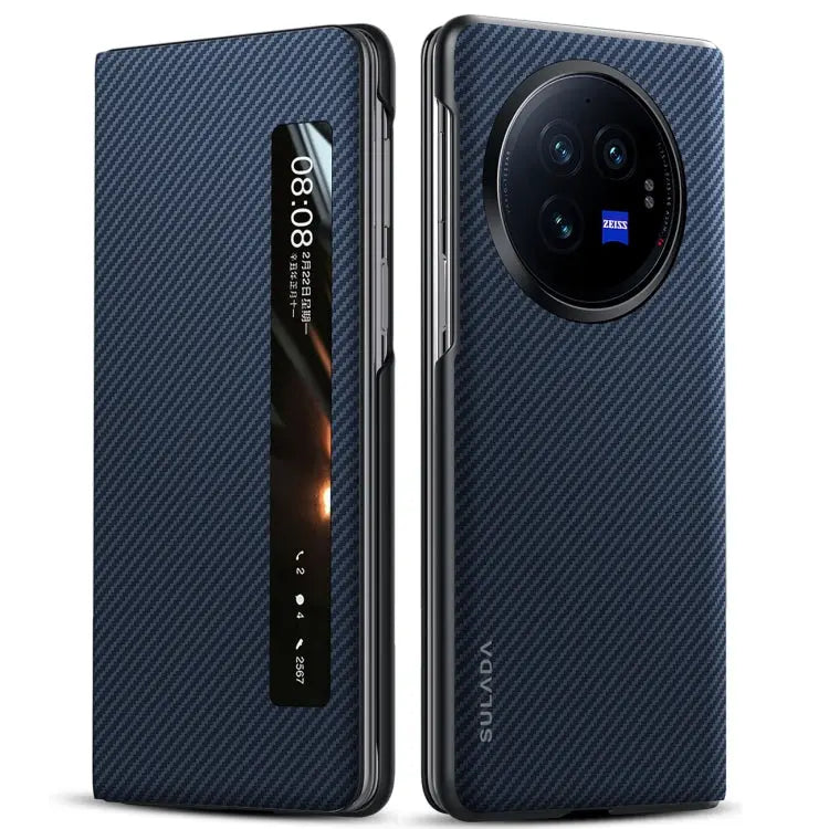 Étui de téléphone en cuir avec fenêtre intelligente SULADA Kevlar 600D Texture, For vivo X Fold3 Pro, For vivo X Fold3 TEKIN.STORE votre plateforme généraliste