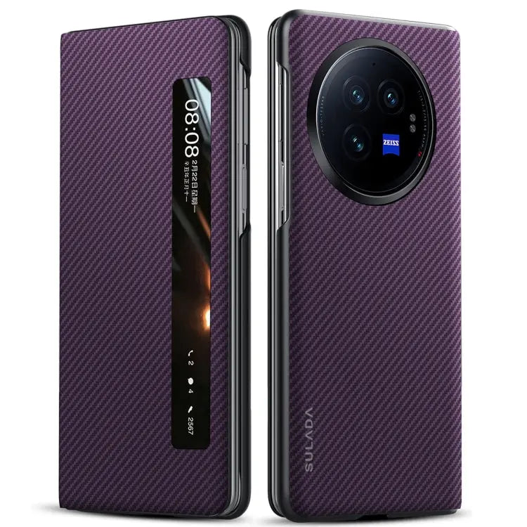 Étui de téléphone en cuir avec fenêtre intelligente SULADA Kevlar 600D Texture, For vivo X Fold3 Pro, For vivo X Fold3 TEKIN.STORE votre plateforme généraliste