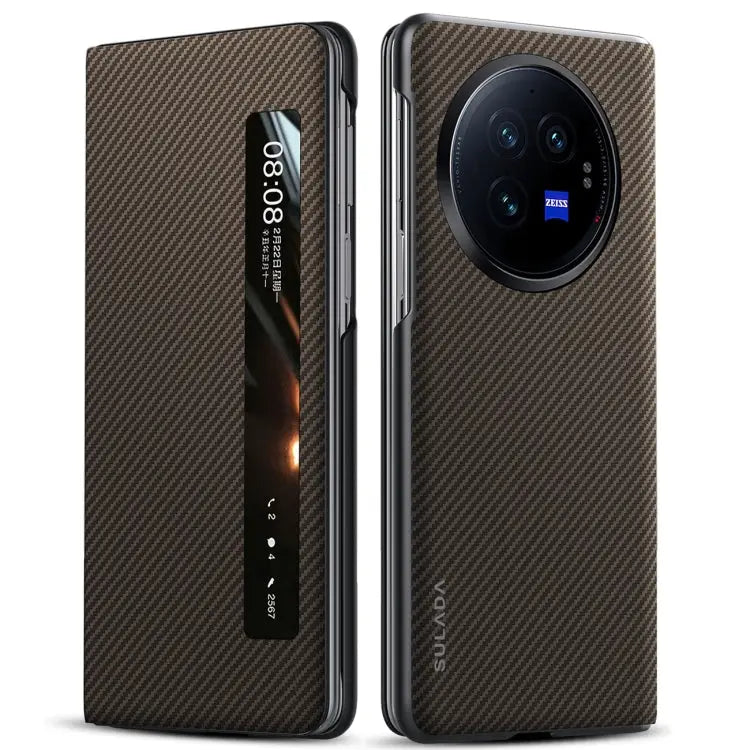 Étui de téléphone en cuir avec fenêtre intelligente SULADA Kevlar 600D Texture, For vivo X Fold3 Pro, For vivo X Fold3 TEKIN.STORE votre plateforme généraliste