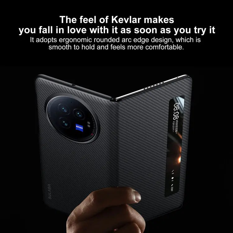 Étui de téléphone en cuir avec fenêtre intelligente SULADA Kevlar 600D Texture, For vivo X Fold3 Pro, For vivo X Fold3 TEKIN.STORE votre plateforme généraliste