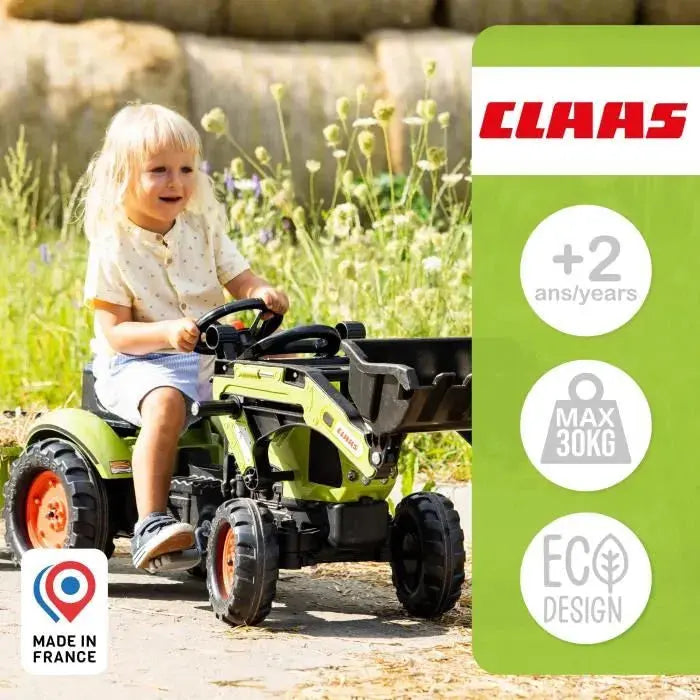 voiture pour enfant FALK Tractopelle Claas - FALK -Volant directionnel et remorque // 3016202040147 Falk