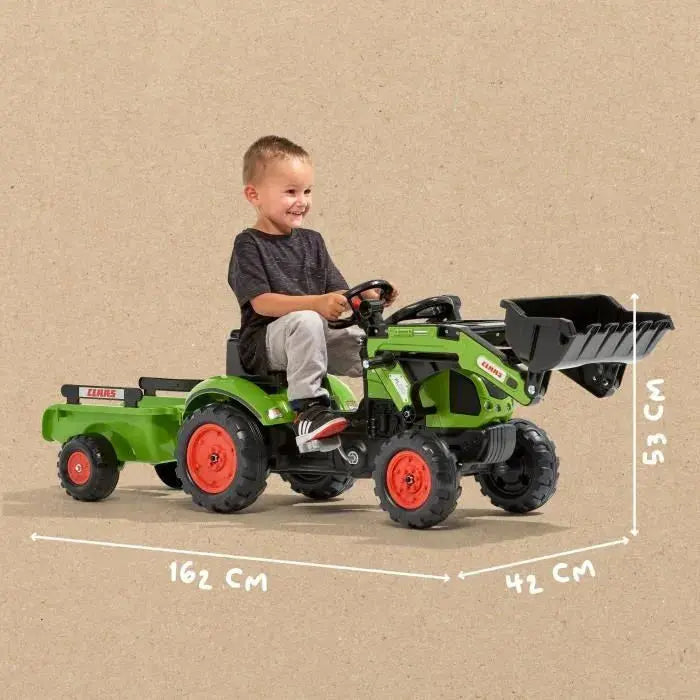 voiture pour enfant FALK Tractopelle Claas - FALK -Volant directionnel et remorque // 3016202040147 Falk