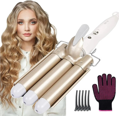 Fer à boucler Flintronic Fer à Onduler 22mm Céramique Tourmaline – Boucleur Cheveux avec 5 Clips, 2 Températures Flintronic