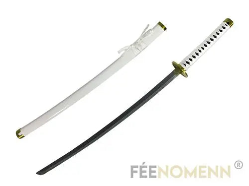 épée HZYYZH Samurai Ninja Wooden Sword Arme, Anime Noir Samurai Roronoa Zoro Cosplay Katana Couteau Sword Jouets pour Adolescents,Blanc HZYYZH