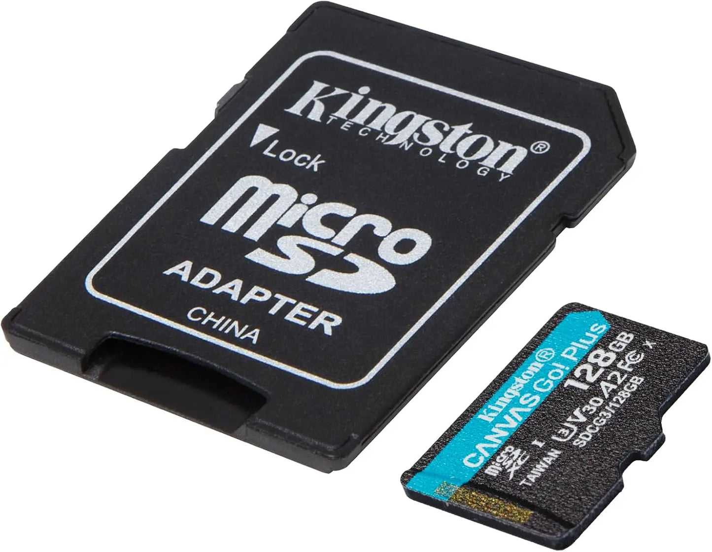Carte mémoire Kingston Canvas Go Plus — Carte microSDXC 128 Go | 200 Mo/s | Gen4 | A2 U3 V30 + Adaptateur SD Kingston
