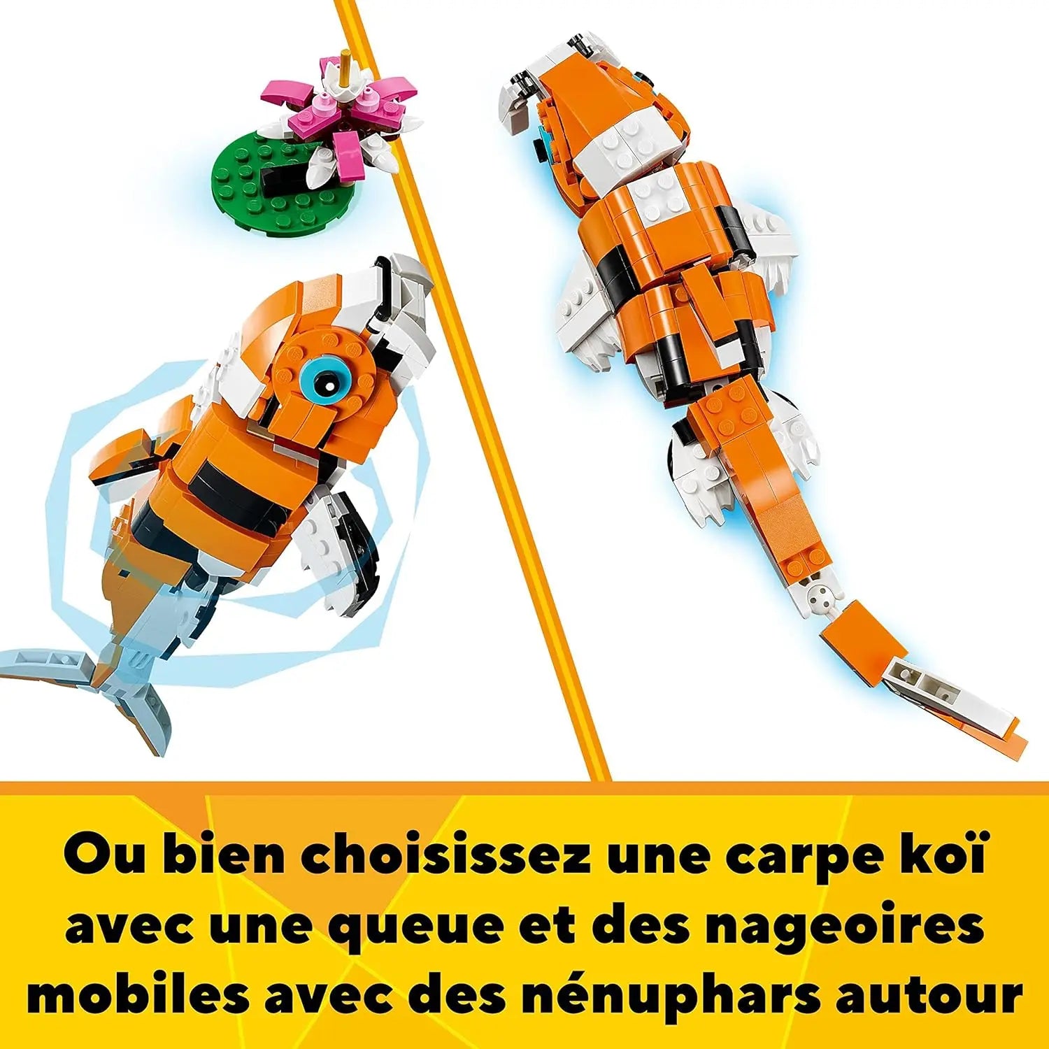 lego LEGO 31129 Creator 3 en 1 Sa Majesté Le Tigre, Jouets Animaux pour Filles et Garçons Figurines Panda, Poisson lego