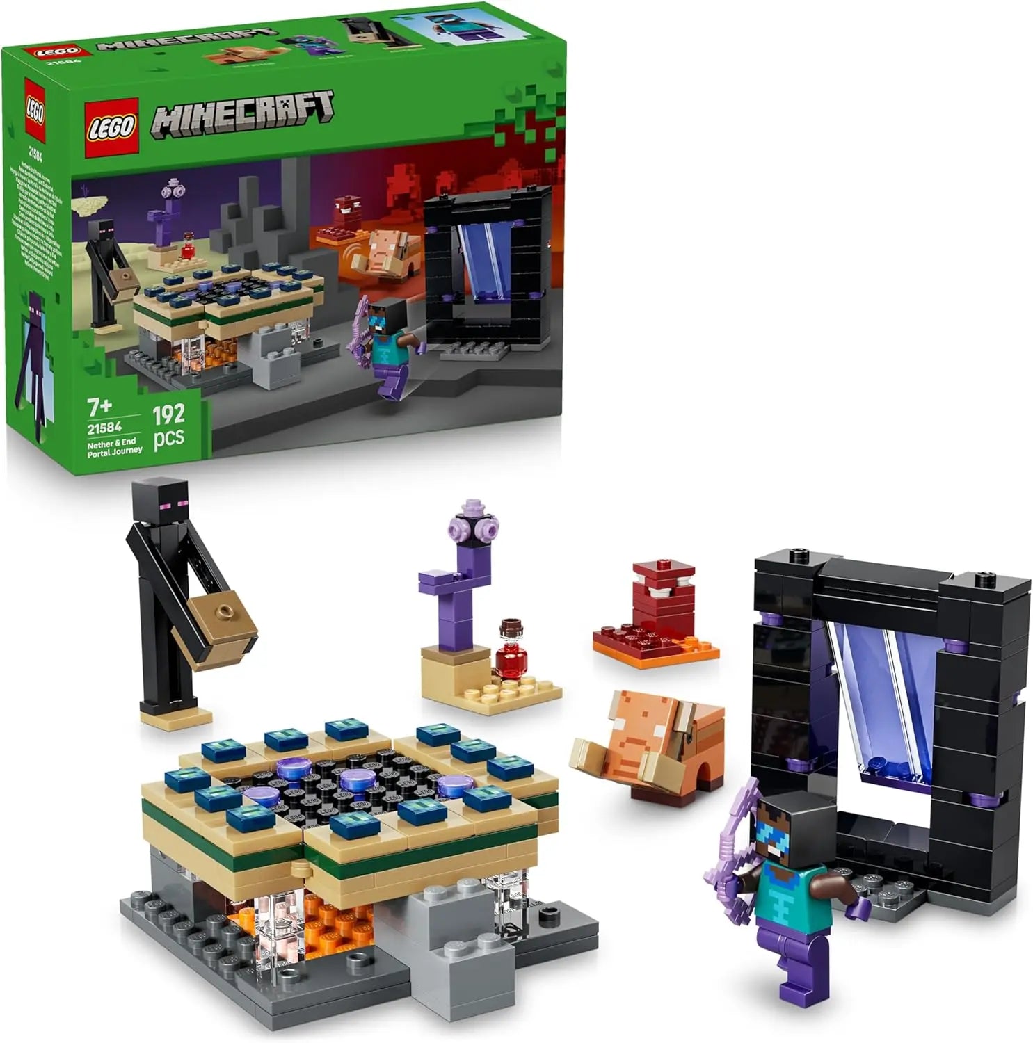Jouets et jeux LEGO Minecraft 21584 Voyage à travers les Portails du Nether et de l'Ender LEGO