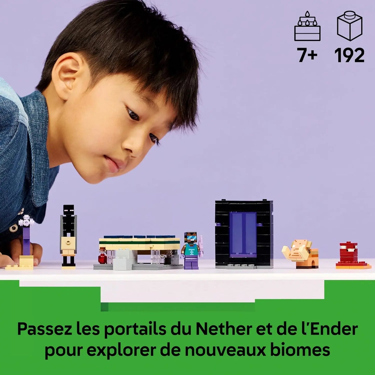 Jouets et jeux LEGO Minecraft 21584 Voyage à travers les Portails du Nether et de l'Ender LEGO