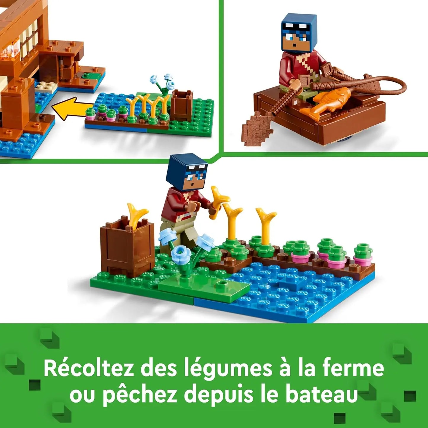 Jouets LEGO Minecraft La Maison de la Grenouille - Set de Construction avec Bateau LEGO