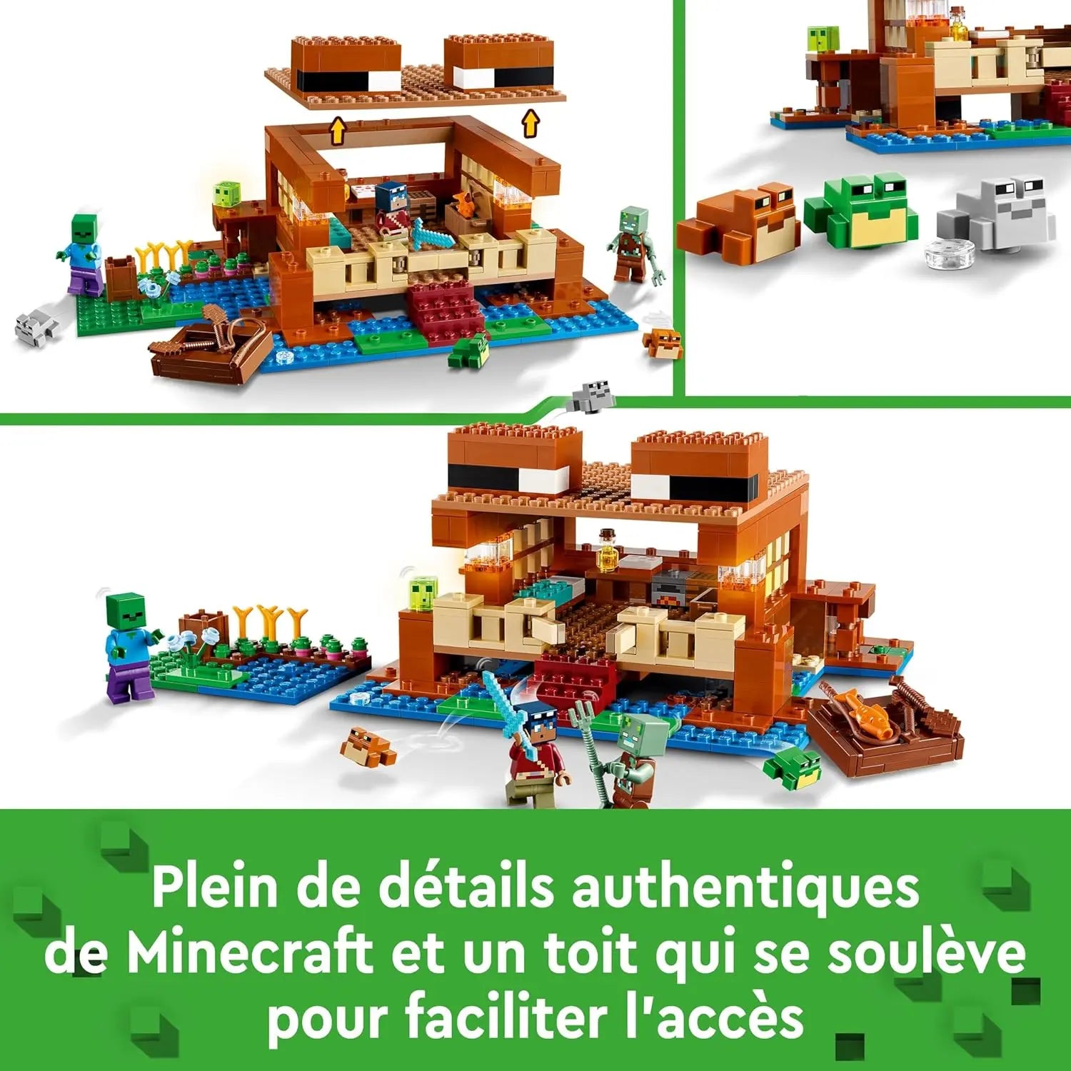 Jouets LEGO Minecraft La Maison de la Grenouille - Set de Construction avec Bateau LEGO