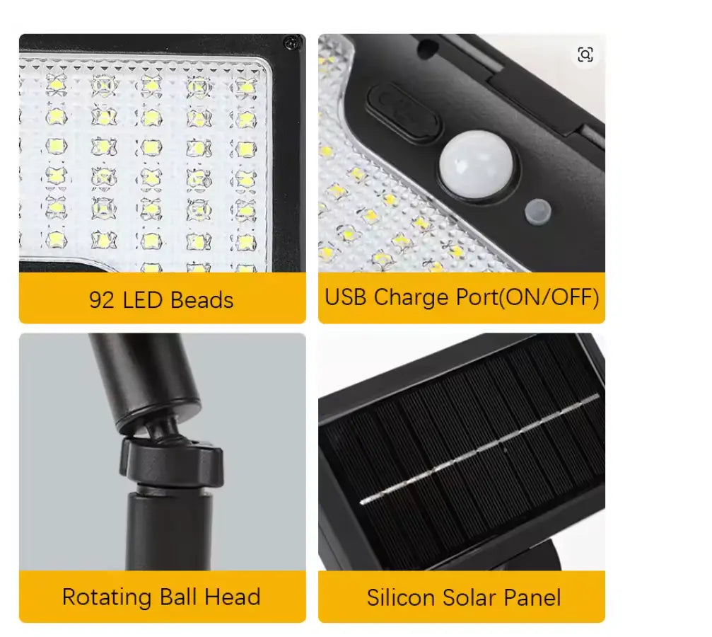 Luminaires Lampe Solaire Extérieur Jardin Ultra Puissante 88LED avec Détecteur de Mouvement Etanche IP65, Eclairage Spot Solaire Exterieur Sans Fil 360° Tecin.fr