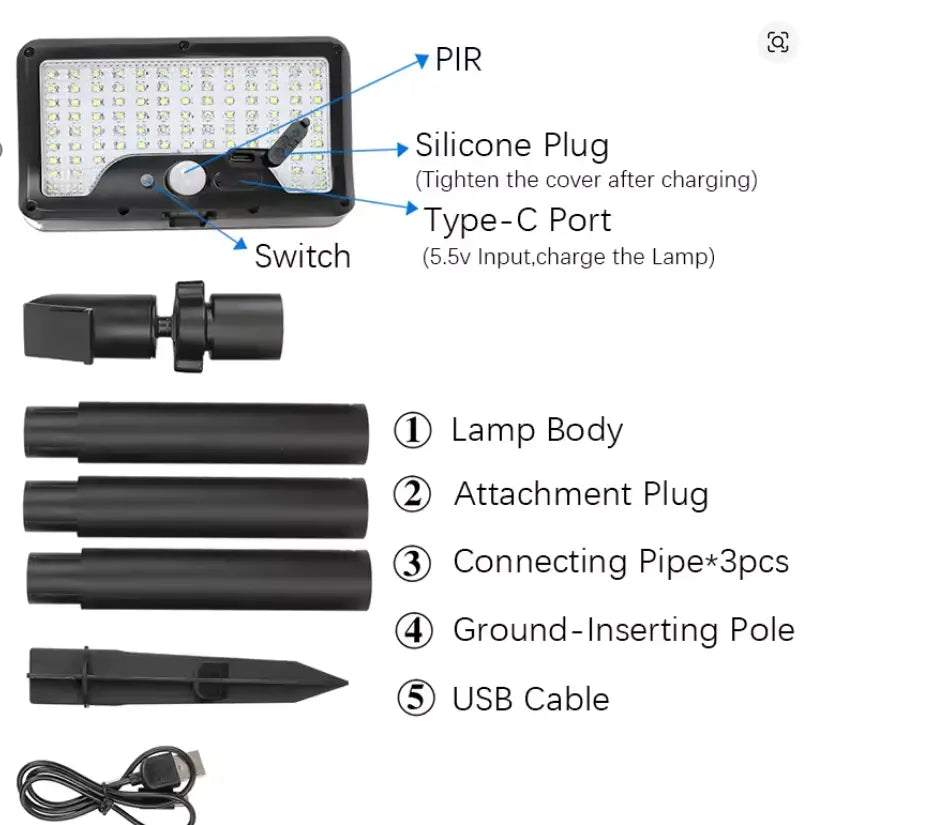 Luminaires Lampe Solaire Extérieur Jardin Ultra Puissante 88LED avec Détecteur de Mouvement Etanche IP65, Eclairage Spot Solaire Exterieur Sans Fil 360° Tecin.fr