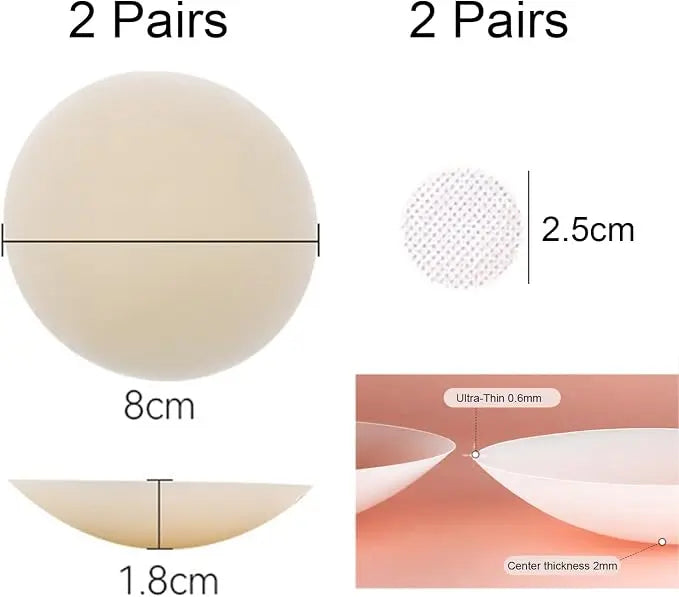Lingerie & Accessoires Mode Lumcov — 2 Paires Cache-Tétons Adhésifs Réutilisables en Silicone | Invisible | Auto-adhésif | 8 cm Lumcov