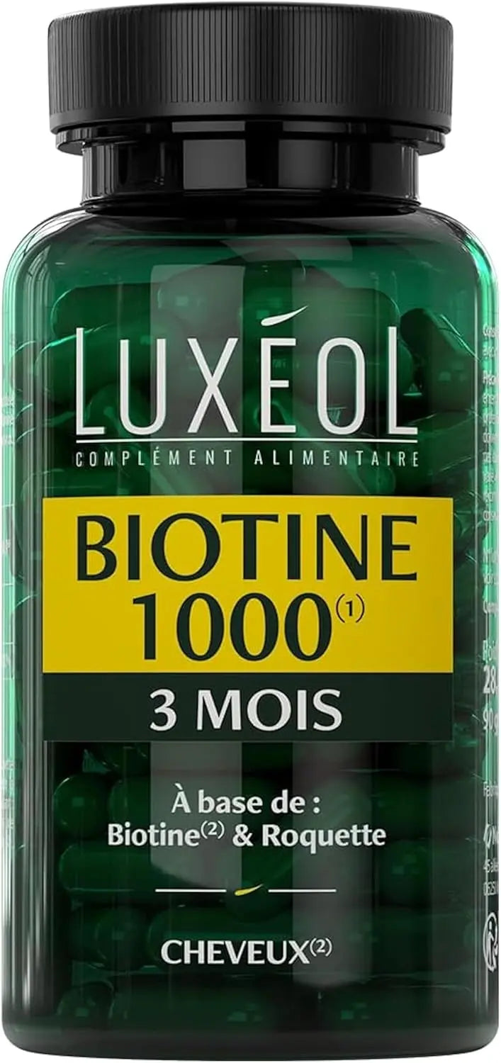 Complément alimentaire Luxéol Biotine 1000 µg — 90 Gélules | Pousse des Cheveux | Made in France Luxéol