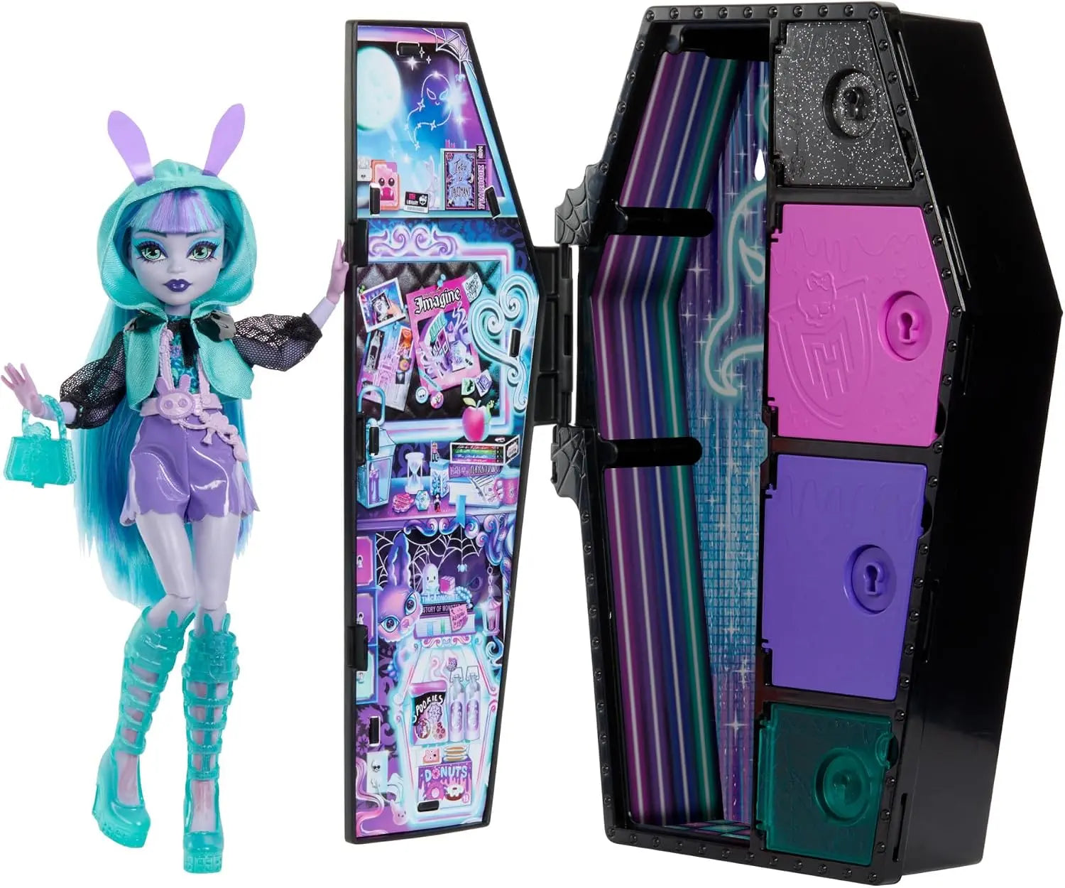 Monster High Twyla Monstrueux Secrets Frayeurs Néon - Poupée et casier