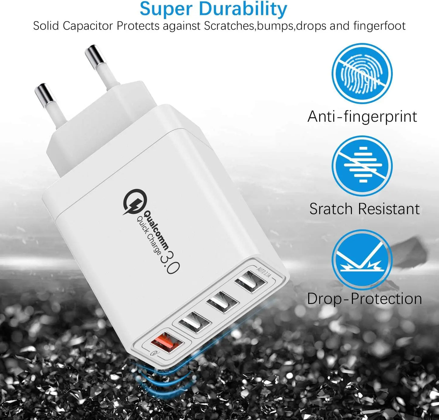 Chargeurs de batteries YEONPHOM Chargeur Mural Rapide USB 3.0 30W/6A 4 Ports, Adaptateur Prise Secteur Multiple Universel pour iPhone 12/11/XR/XS/X,Samsung Galaxy S21/S20/S10/S9/Note,Xiaomi amazon