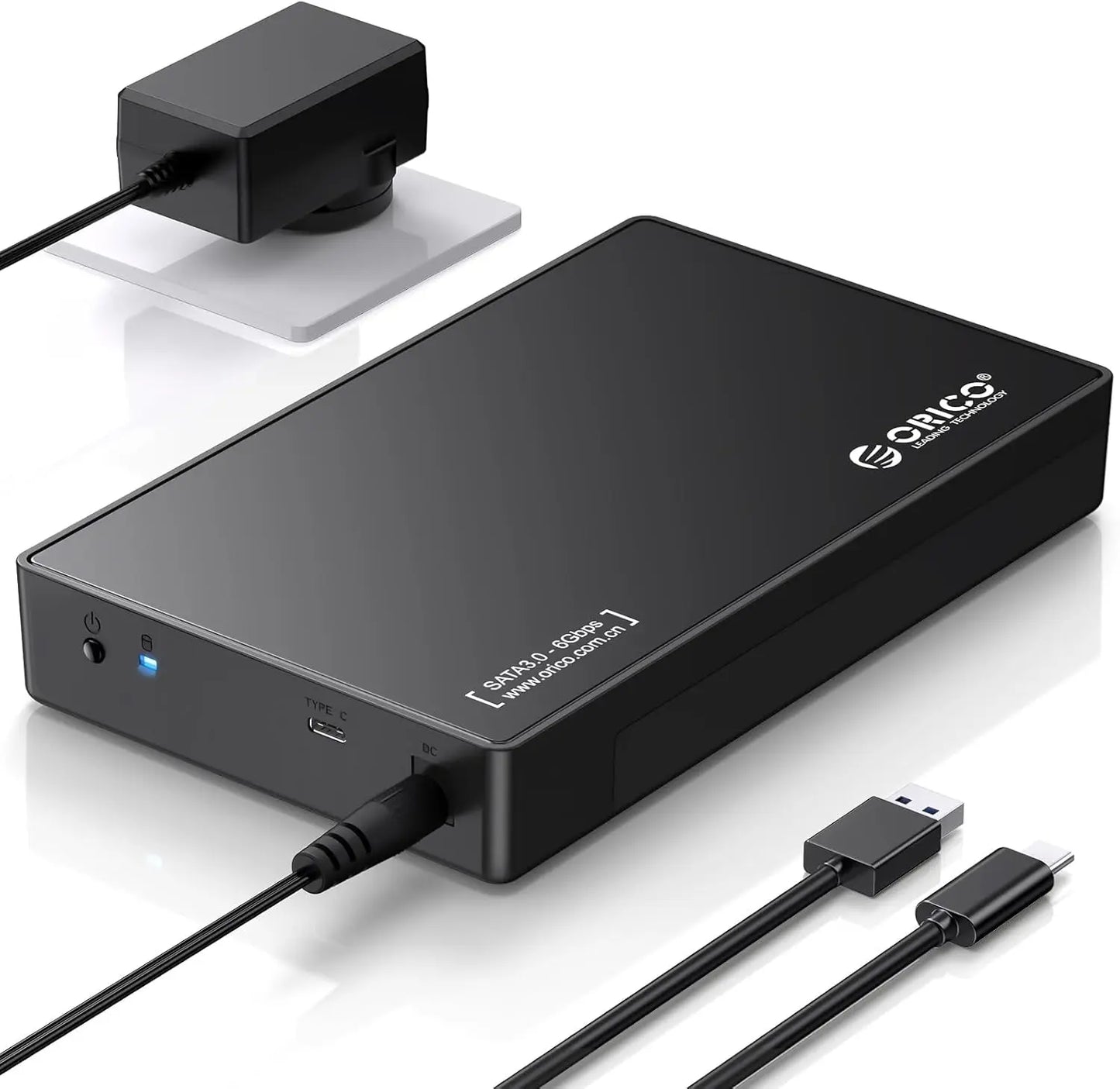 ORICO 3588C3 boîtier disque dur externe 3,5 pouces SATA USB-C avec adaptateur secteur et câble