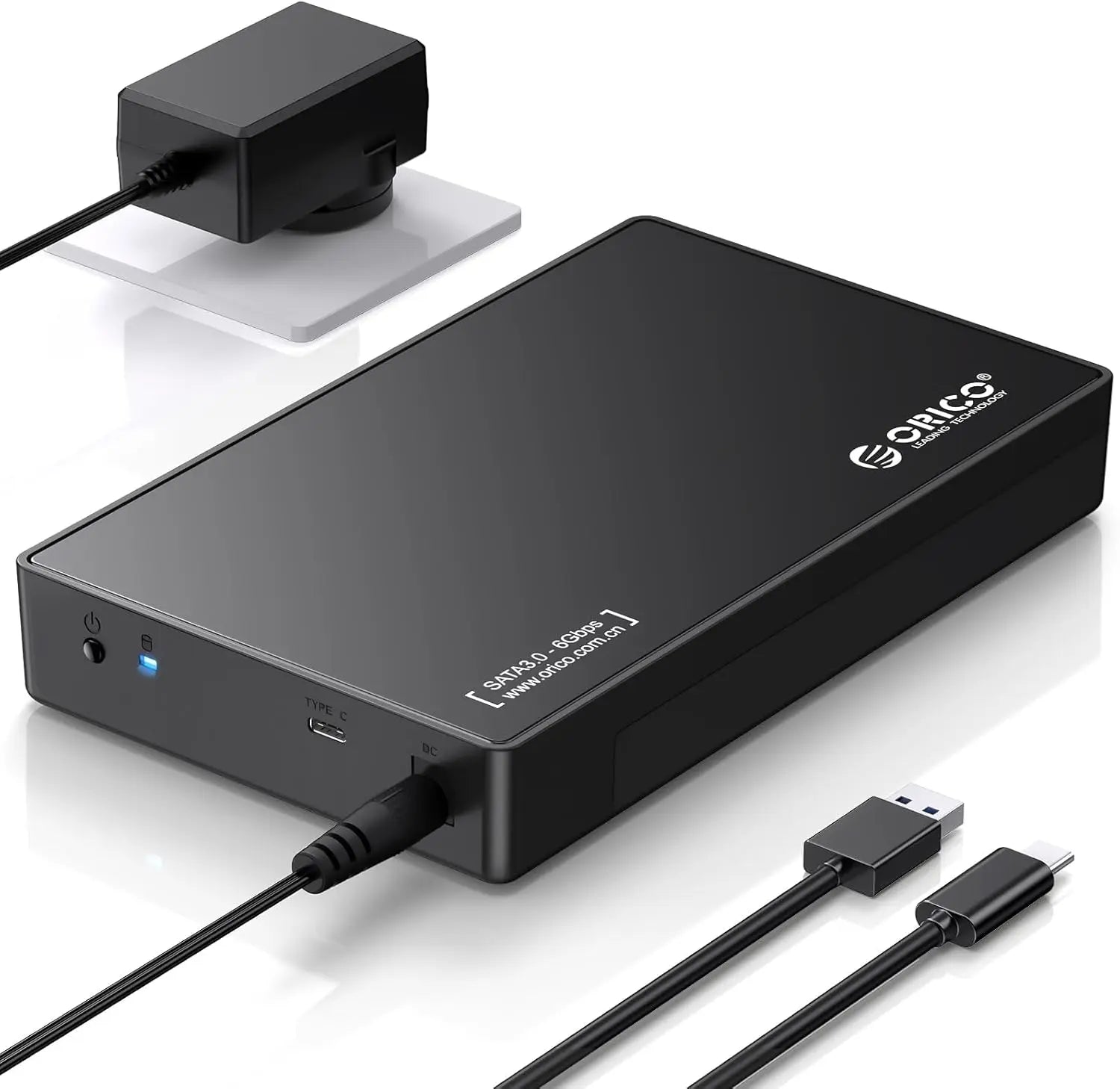 ORICO 3588C3 boîtier disque dur externe 3,5 pouces SATA USB-C avec adaptateur secteur et câble